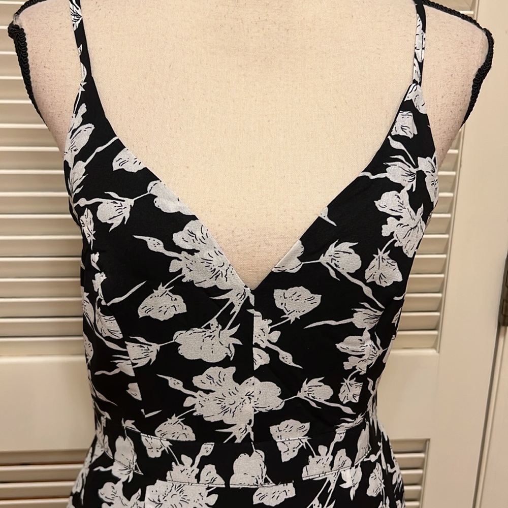 Lulus Darling Daylily White and Black Floral Print High-Low Maxi Dress, NWT - Picture 4 of 17